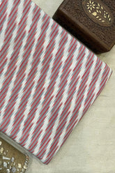 Pure Cotton Ikat Weaved Fabric - White & Red